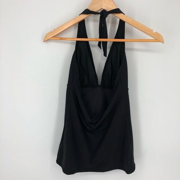 Gap Body Tankini Halter Swim Top Womens Medium Black V Neck - Picture 4 of 9